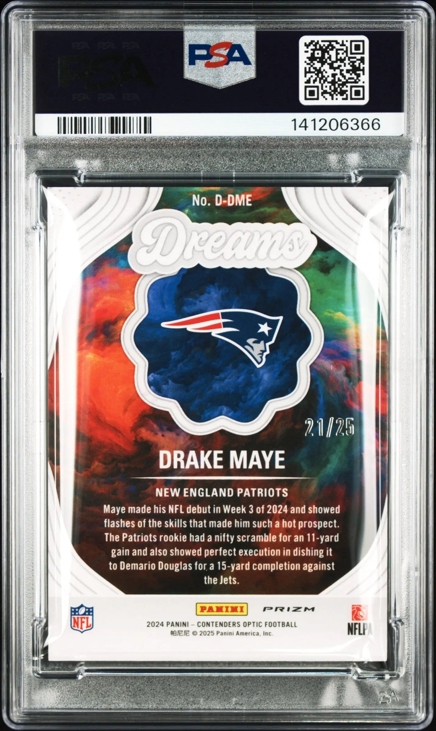 2024 Panini Contenders  Dreams Rookie Drake Maye Black Scope /25 RC Pop 1 PSA 10 