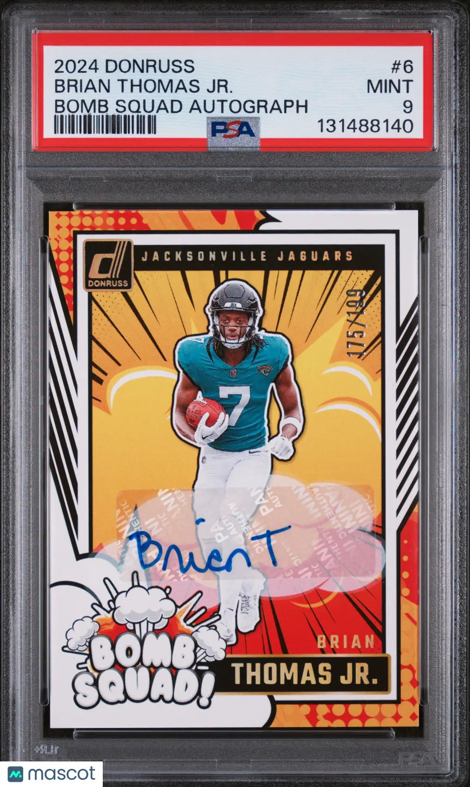 2024 Panini Donruss Bomb Squad Autographs Brian Thomas JR. RC Rookie /199 PSA 9 