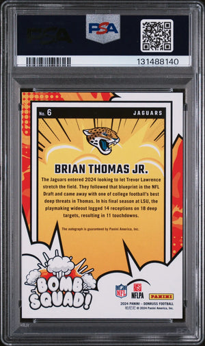 2024 Panini Donruss Bomb Squad Autographs Brian Thomas JR. RC Rookie /199 PSA 9 