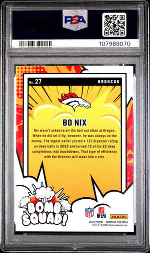 2024 Panini Donruss Bomb Squad Rookie Bo Nix RC PSA 10 