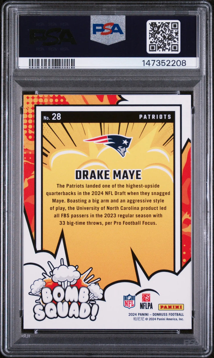 2024 Panini Donruss Bomb Squad Rookie Drake Maye RC PSA 10 