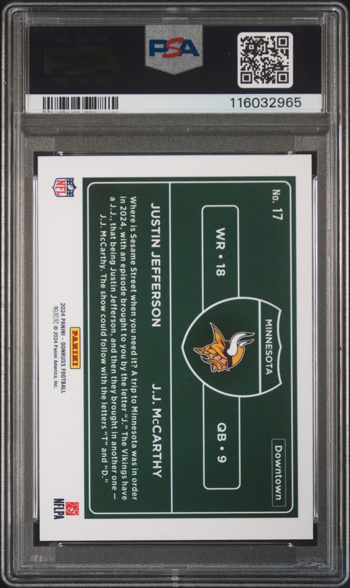 2024 Panini Donruss Downtown! Horizontal McCarthy Jefferson PSA 9 SSSP 