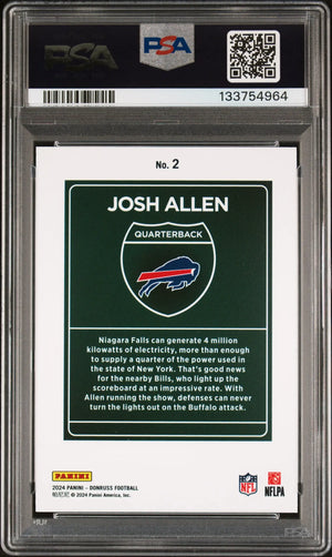 2024 Panini Donruss Downtown! Josh Allen #2 PSA 10 