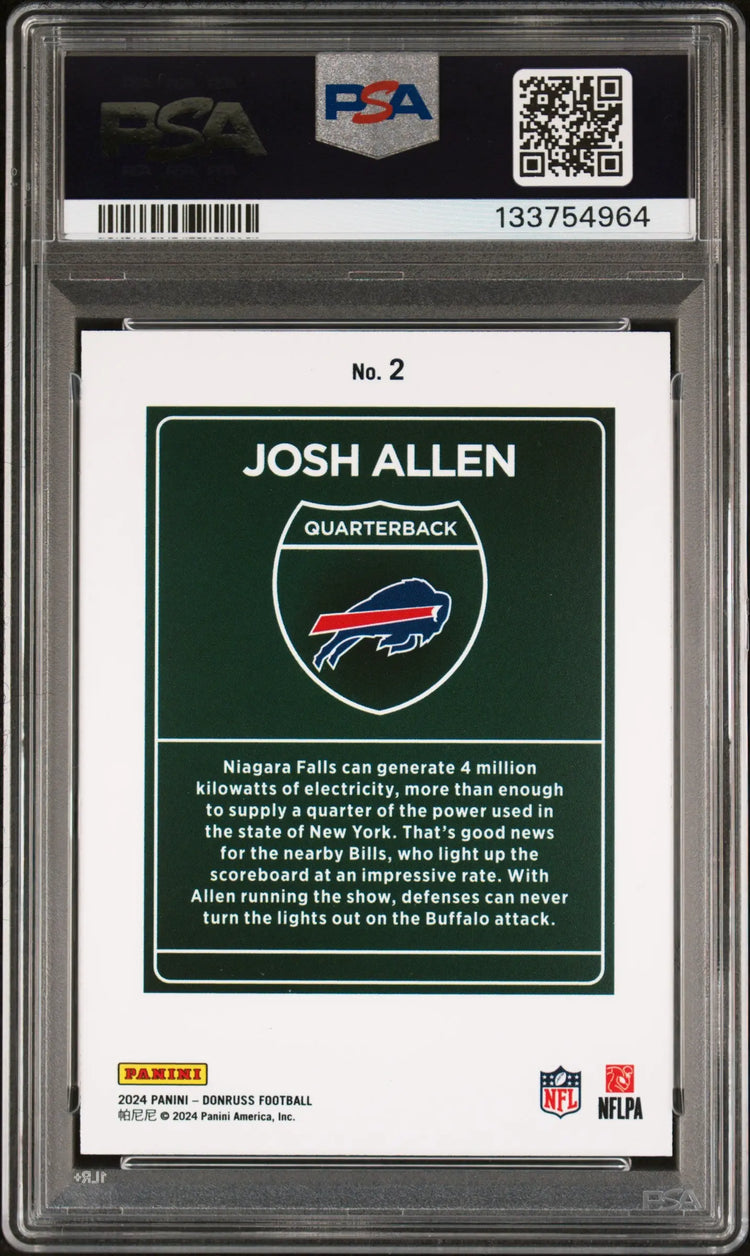 2024 Panini Donruss Downtown! Josh Allen #2 PSA 10 