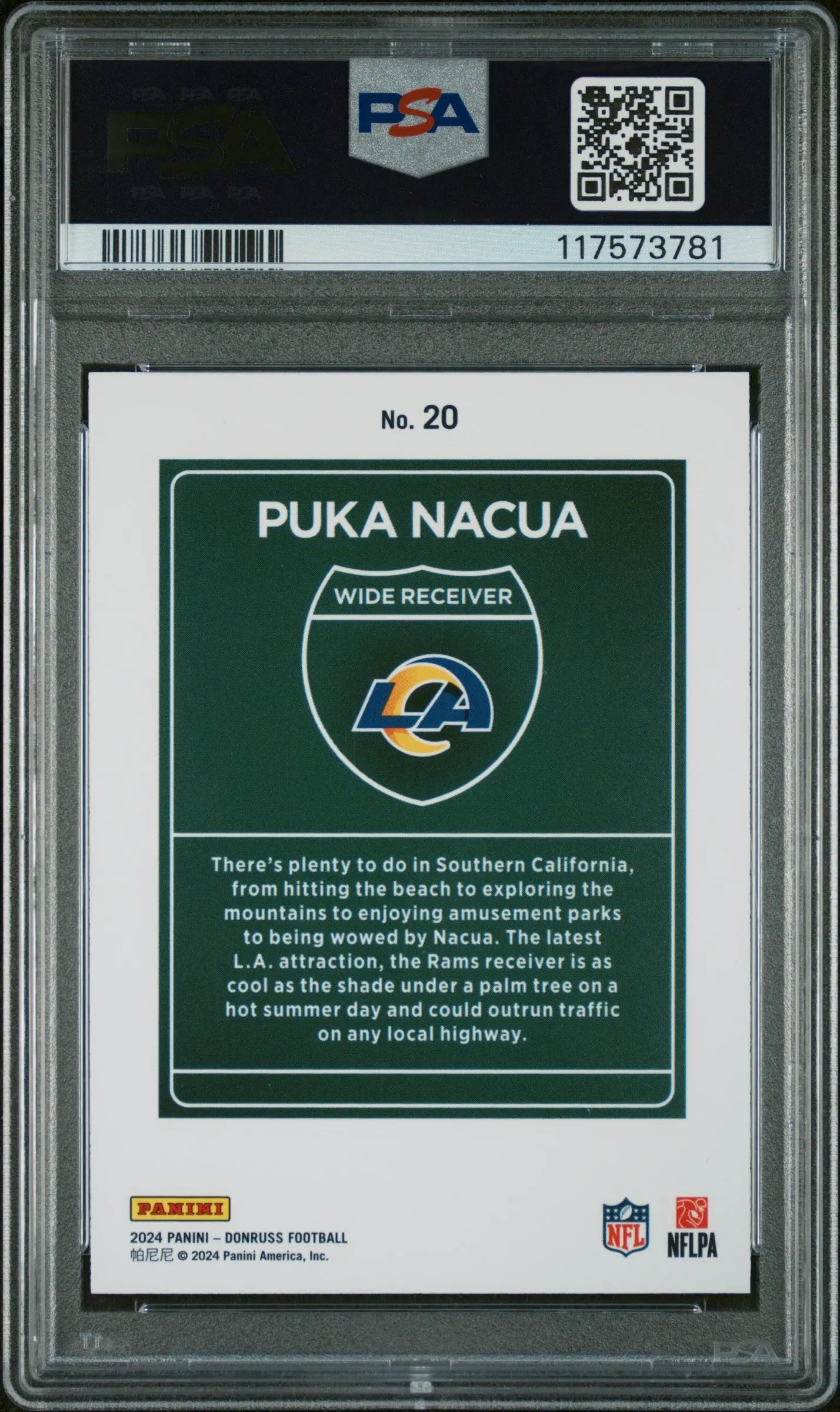2024 Panini Donruss Downtown! Puka Nacua #20 PSA 9 