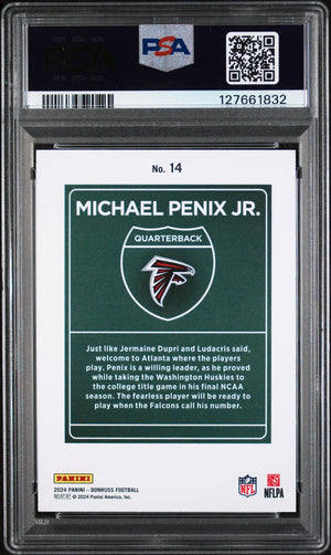 2024 Panini Donruss Downtown! Rookie Michael Penix JR. PSA 8 SSP Case Hit 
