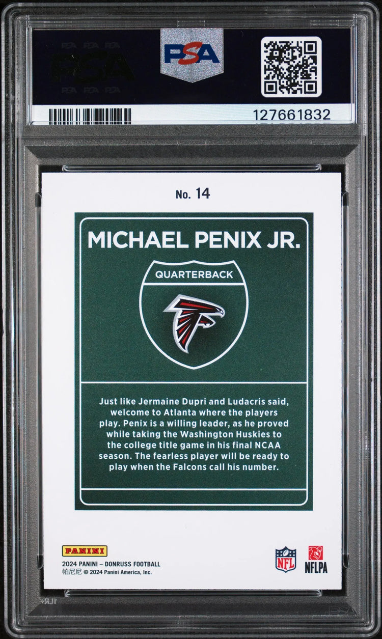 2024 Panini Donruss Downtown! Rookie Michael Penix JR. PSA 8 SSP Case Hit 