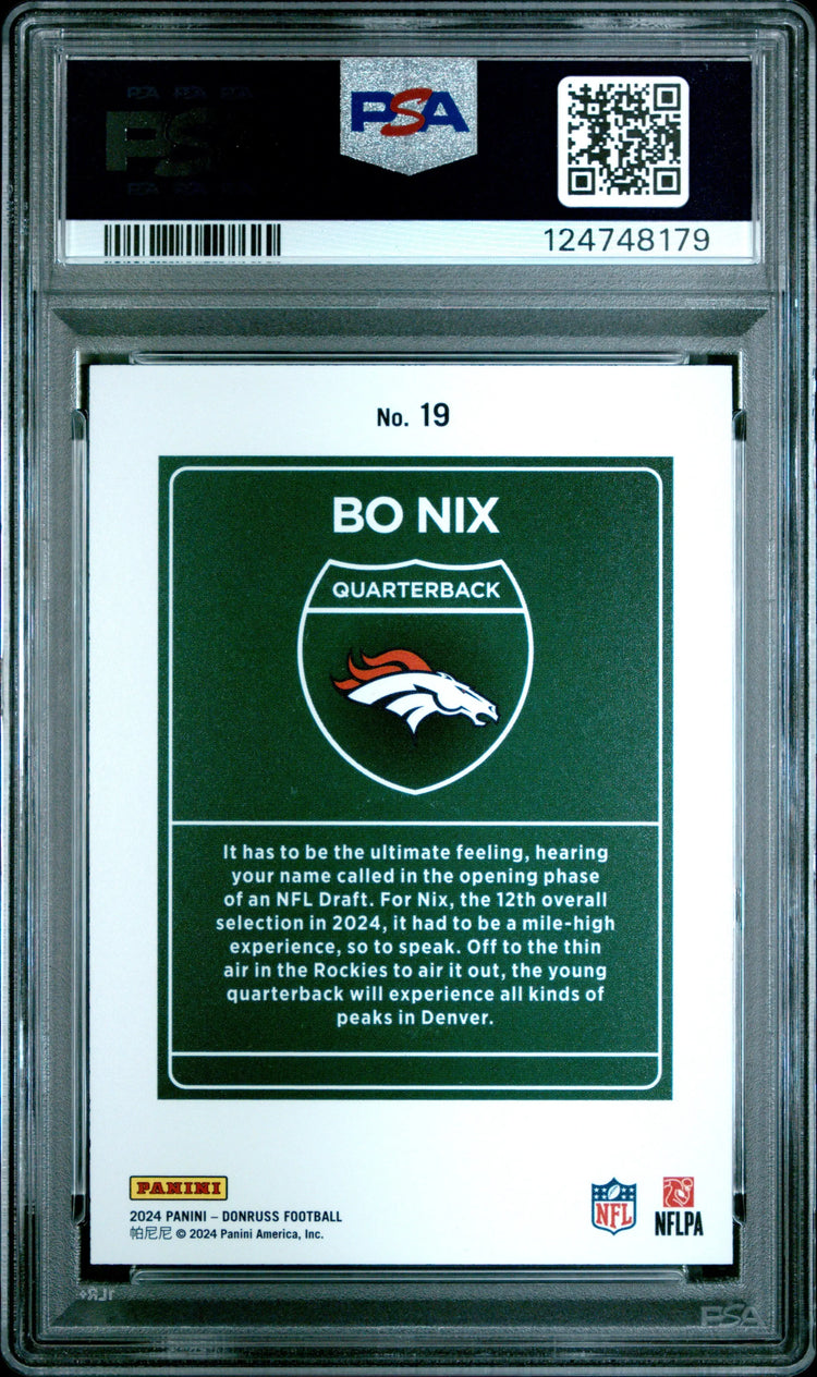 2024 Panini Donruss Downtown! Rookie RC Bo Nix #19 PSA 10 