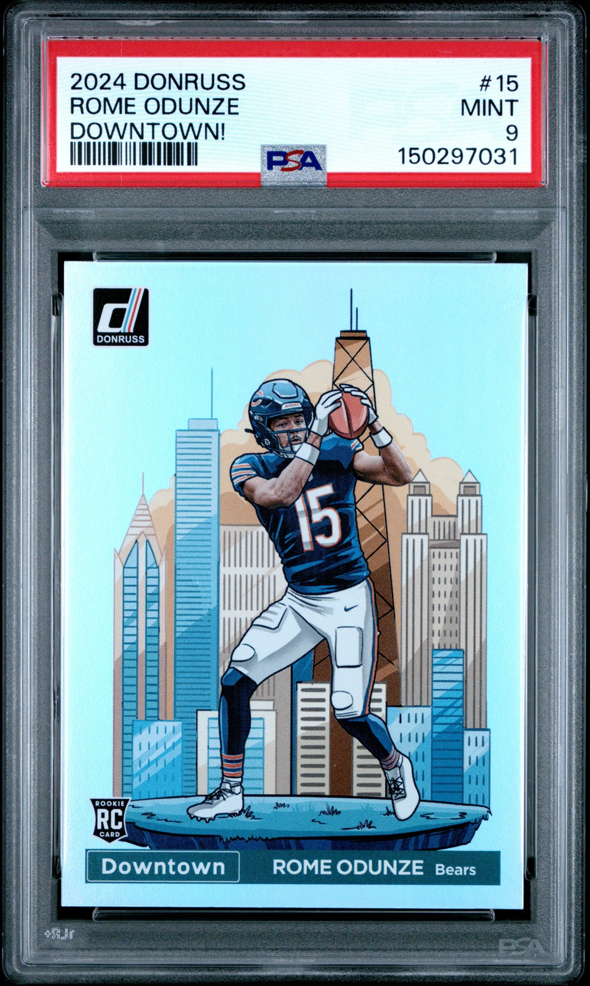 2024 Panini Donruss Downtown! Rookie Rome Odunze RC PSA 9 