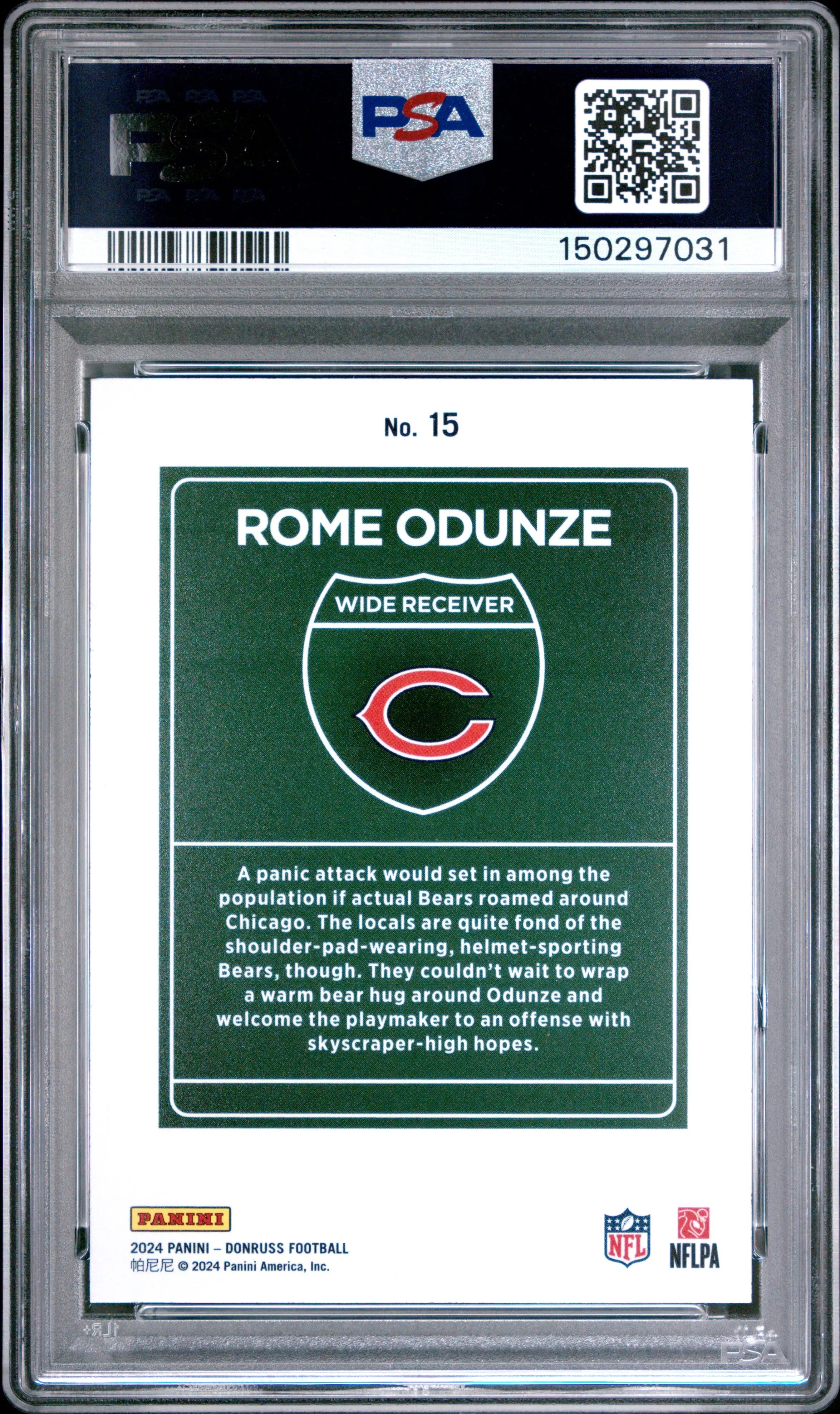 2024 Panini Donruss Downtown! Rookie Rome Odunze RC PSA 9 