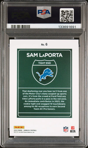 2024 Panini Donruss Downtown! Sam Laporta #6 PSA 8 