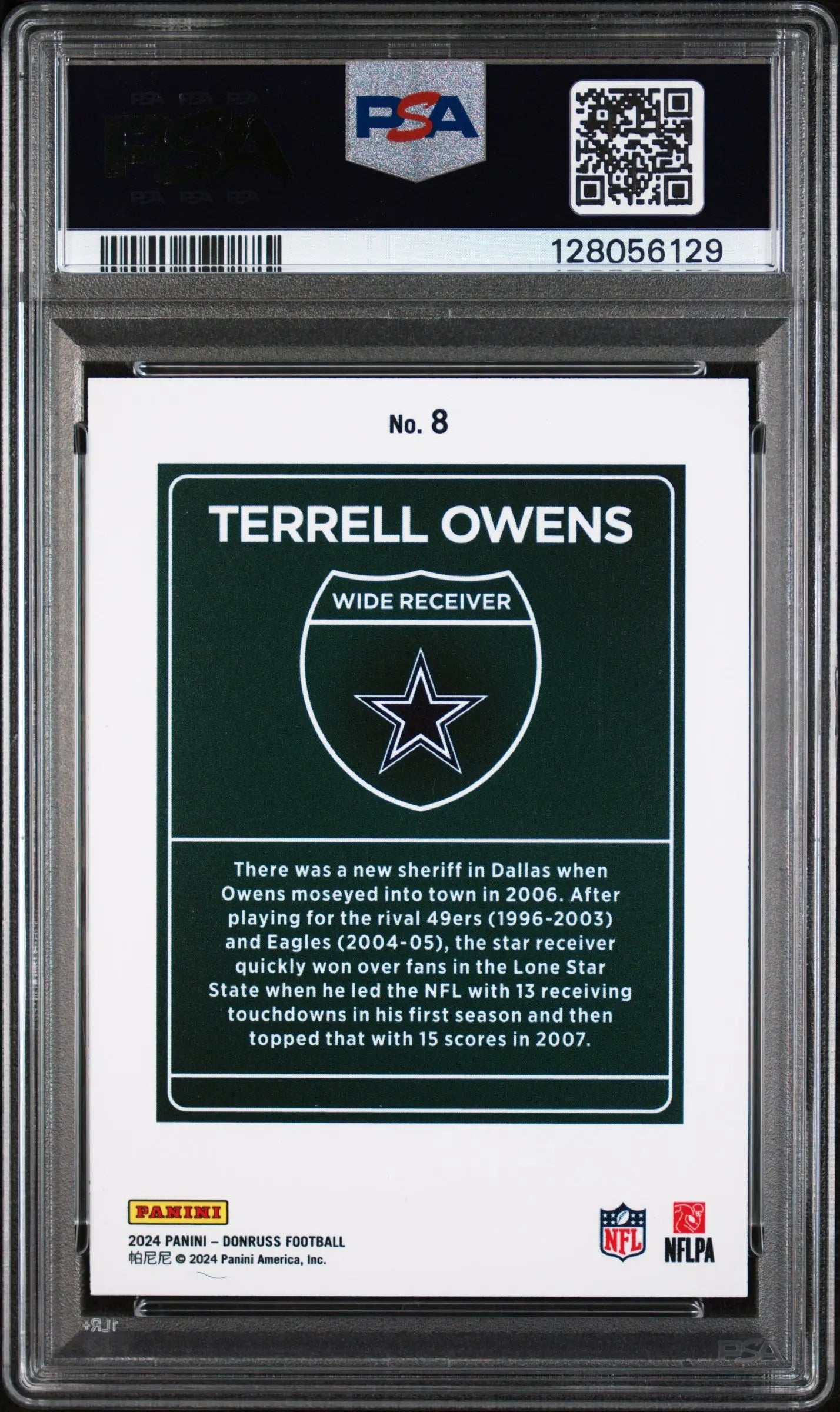 2024 Panini Donruss Downtown! Terrell Owens #8 PSA 8 