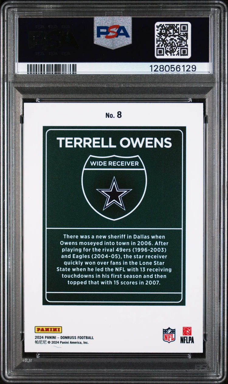 2024 Panini Donruss Downtown! Terrell Owens #8 PSA 8 