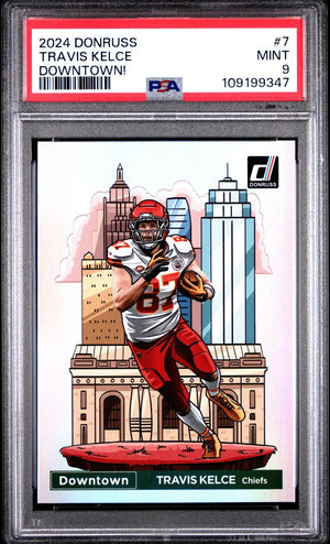 2024 Panini Donruss Downtown! Travis Kelce PSA 9 