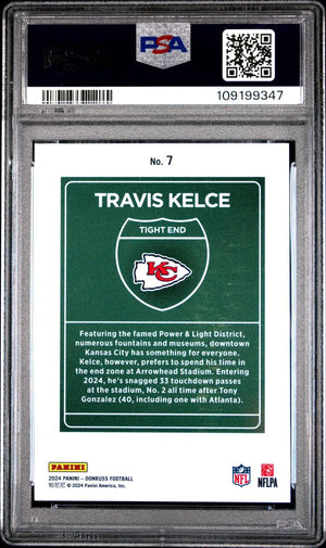 2024 Panini Donruss Downtown! Travis Kelce PSA 9 