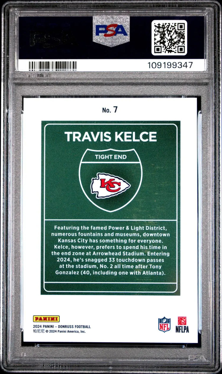 2024 Panini Donruss Downtown! Travis Kelce PSA 9 