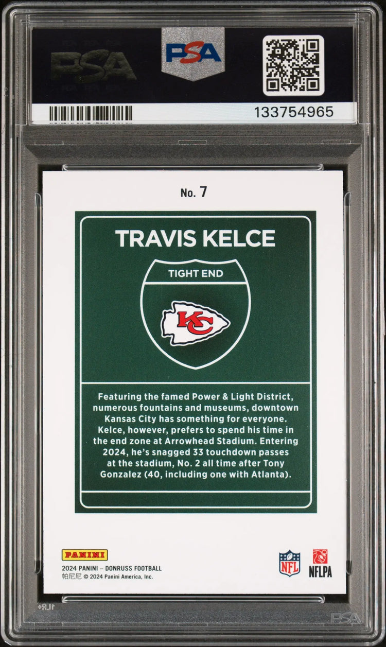 2024 Panini Donruss Downtown! Travis Kelce PSA 9 Taylor Swift 