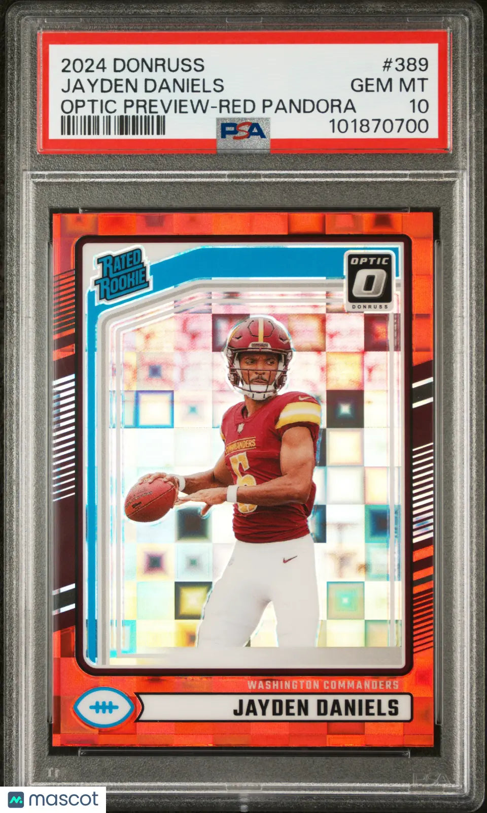 2024 Panini Donruss Jayden Daniels Rated Rookie RC Preview Red Pandora PSA 10 