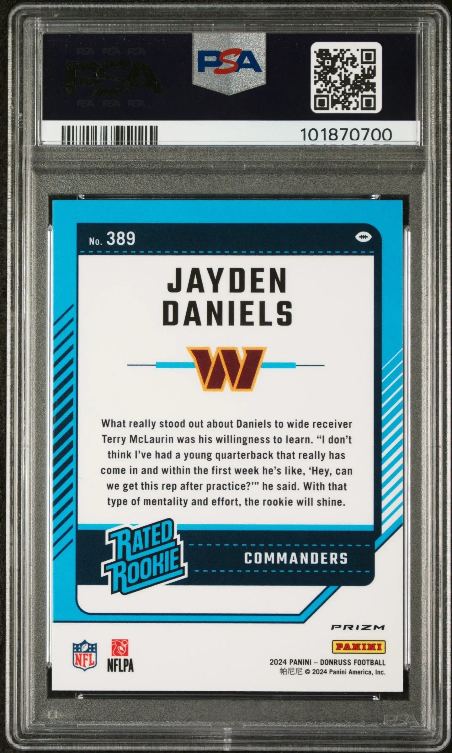 2024 Panini Donruss Jayden Daniels Rated Rookie RC Preview Red Pandora PSA 10 
