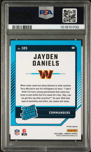 2024 Panini Donruss Jayden Daniels Rated Rookie RC Preview Red Pandora PSA 10 