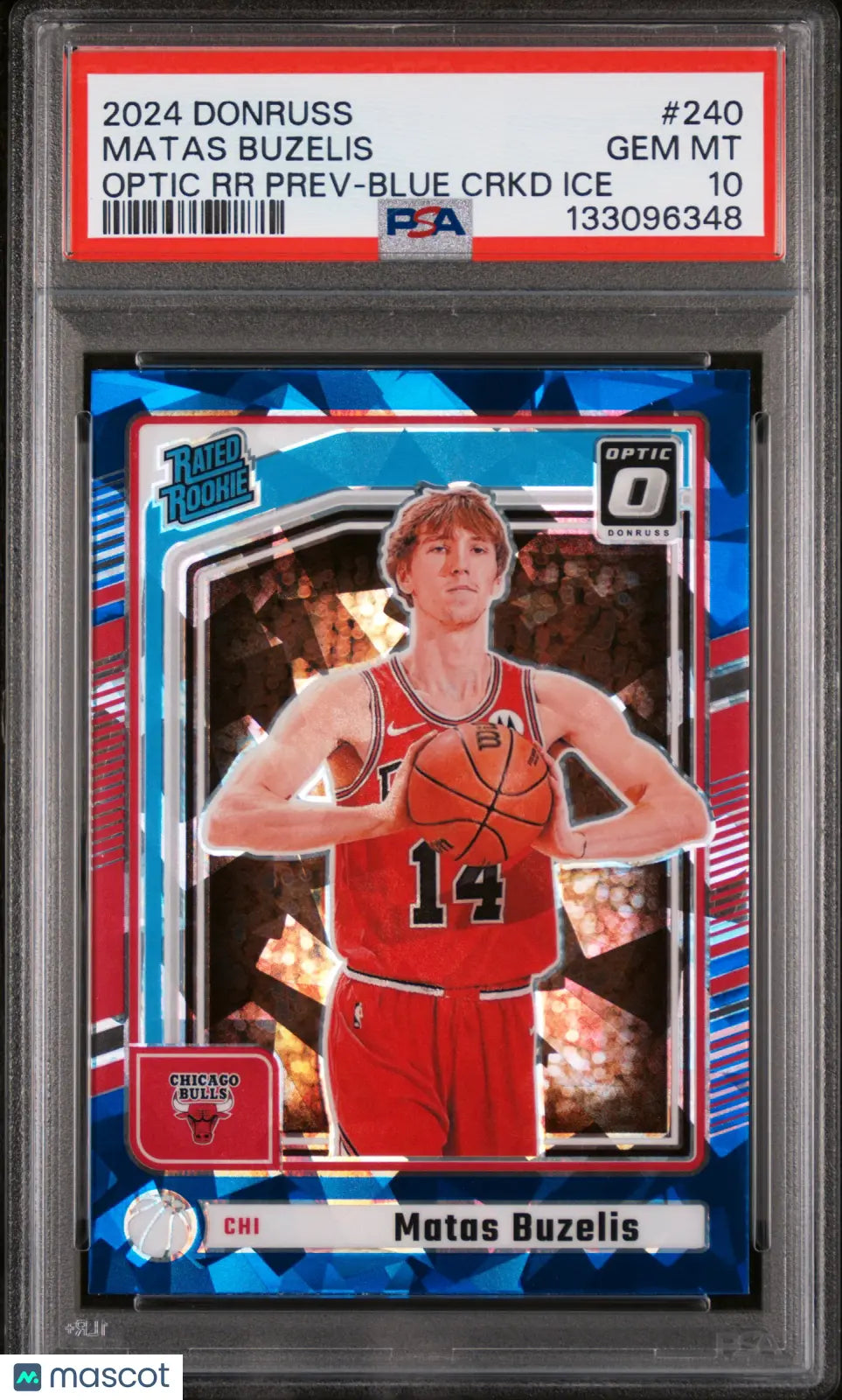 2024 Panini Donruss Matas Buzelis Optic RR Prev Blue Crkd Ice Rookie RC PSA 10 