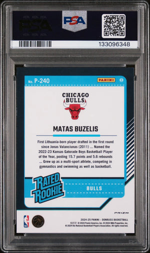 2024 Panini Donruss Matas Buzelis Optic RR Prev Blue Crkd Ice Rookie RC PSA 10 
