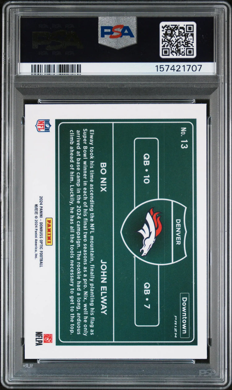 2024 Panini Donruss Optic Downtown Duos Bo Nix John Elway RC Rookie #13 PSA 9 