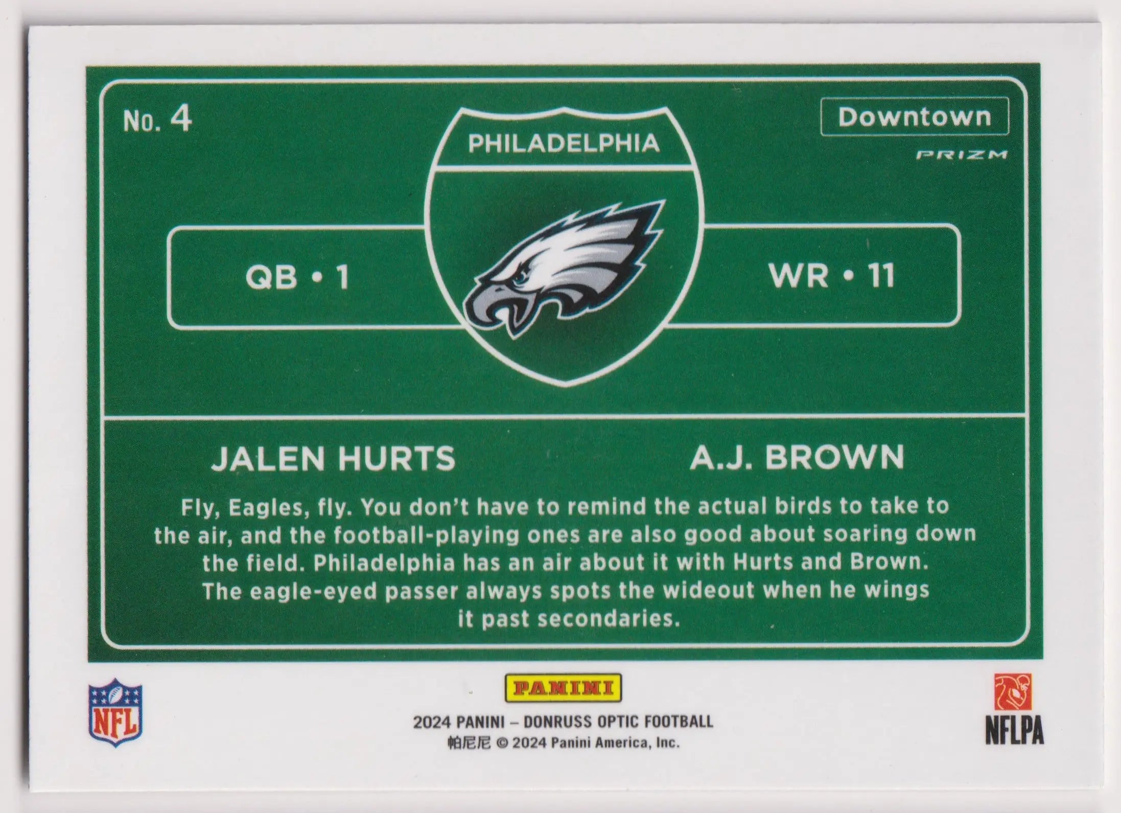 2024 Panini Donruss Optic Downtown Jalen Hurts / A.J. Brown 