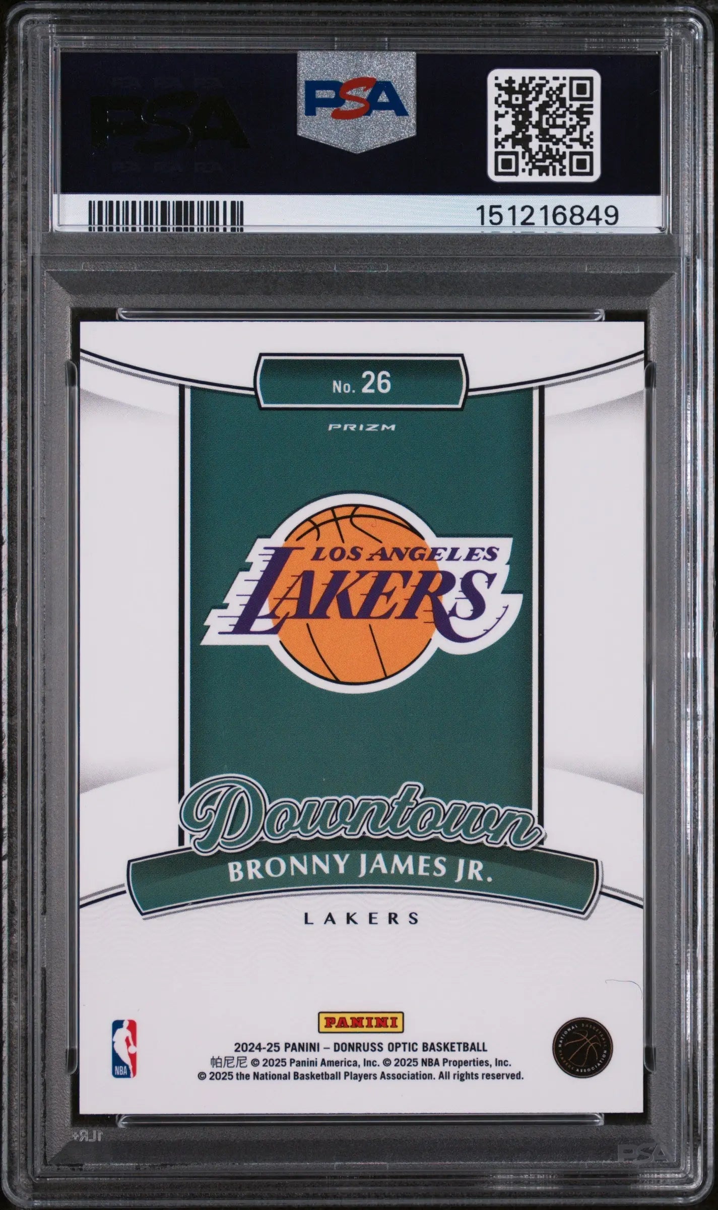 2024 Panini Donruss Optic Downtown Rookie Bronny James JR. RC PSA 10 