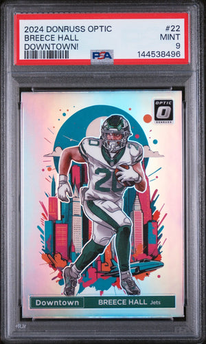 2024 Panini Donruss Optic Downtown! Breece Hall PSA 9 