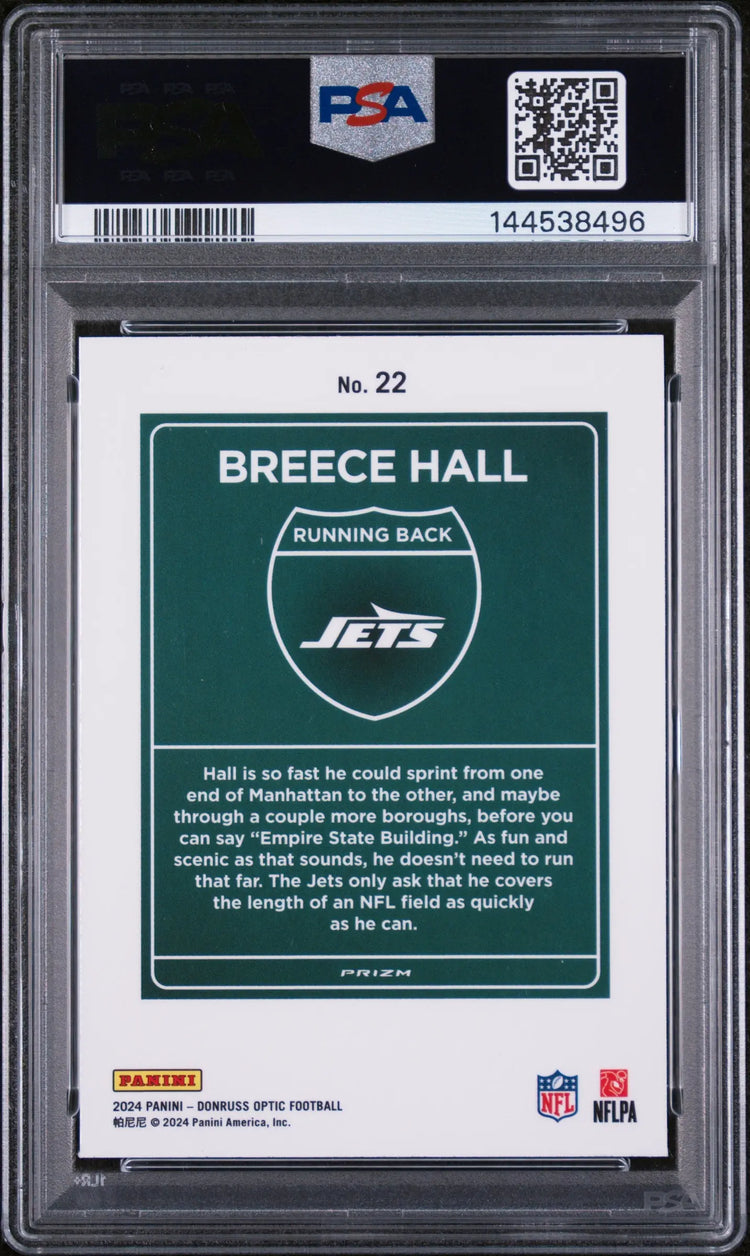2024 Panini Donruss Optic Downtown! Breece Hall PSA 9 