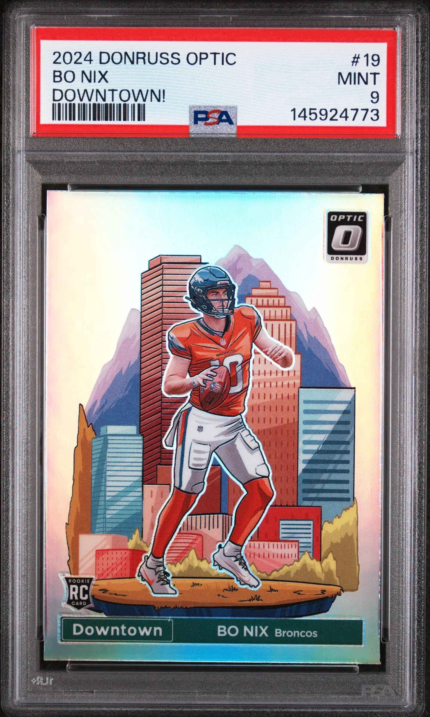 2024 Panini Donruss Optic Downtown! Rookie Bo Nix RC PSA 9 