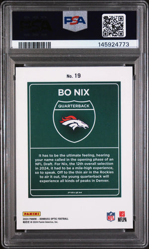 2024 Panini Donruss Optic Downtown! Rookie Bo Nix RC PSA 9 