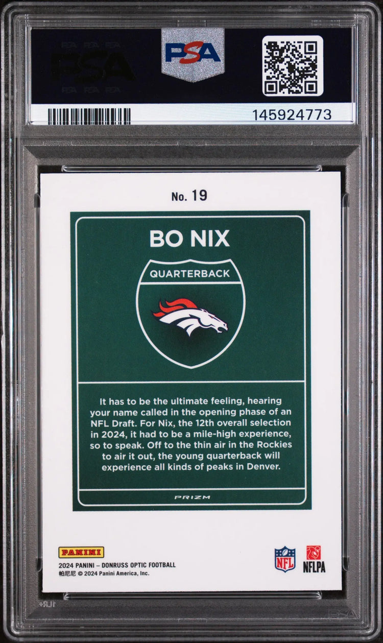 2024 Panini Donruss Optic Downtown! Rookie Bo Nix RC PSA 9 
