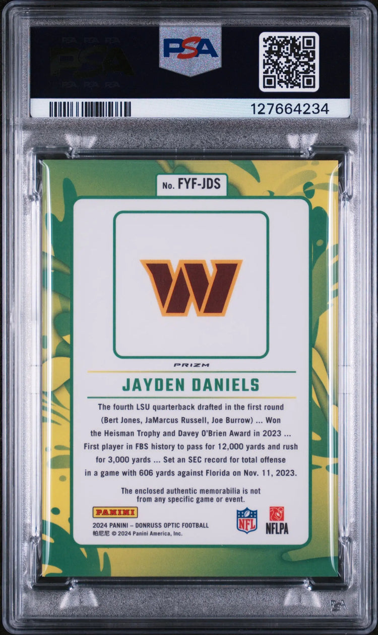 2024 Panini Donruss Optic First Year Fresh Patch Jayden Daniels RC PSA 10 