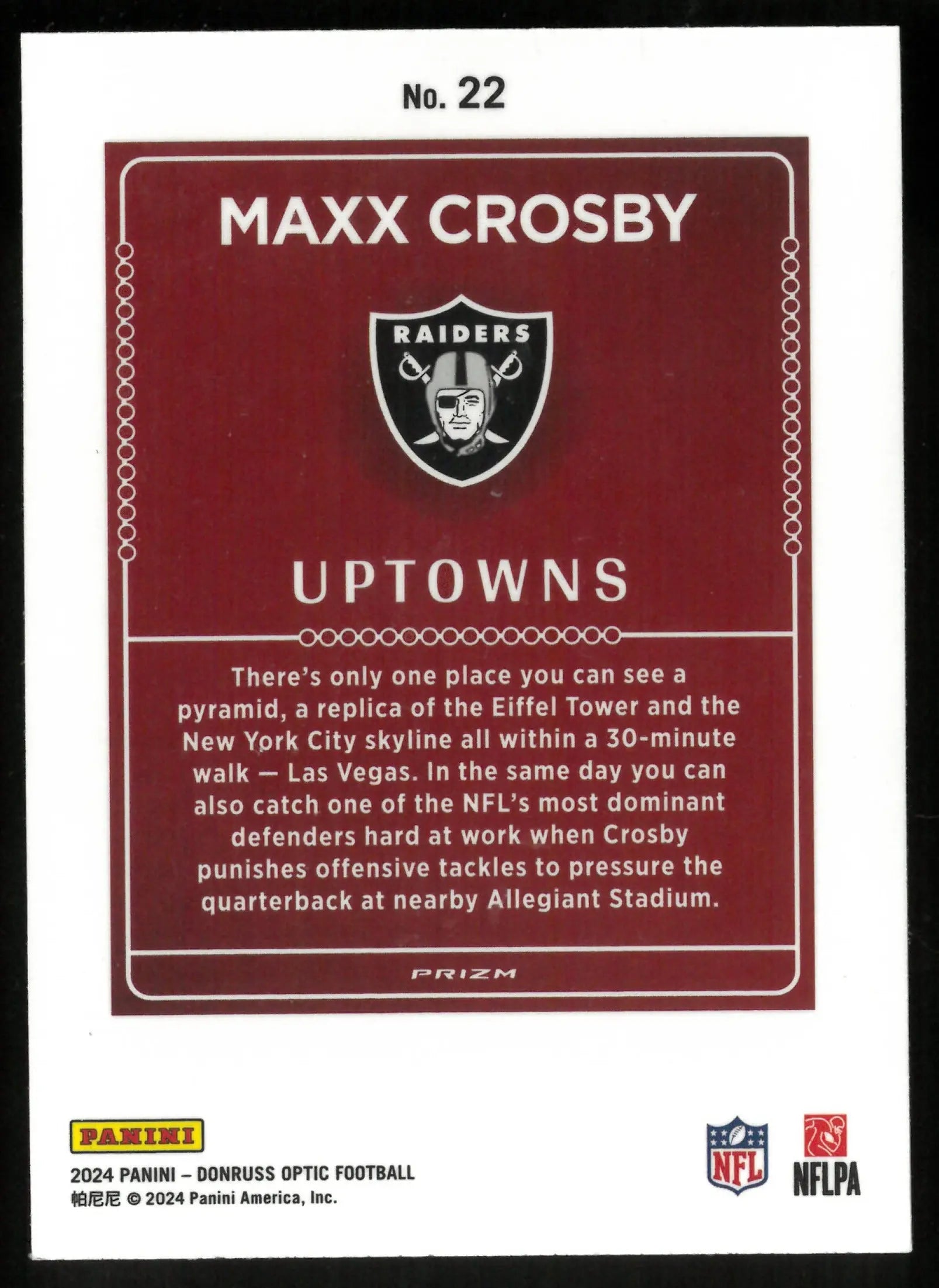 2024 Panini Donruss Optic Football Maxx Crosby UpTowns! 