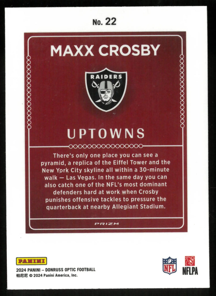 2024 Panini Donruss Optic Football Maxx Crosby UpTowns! 