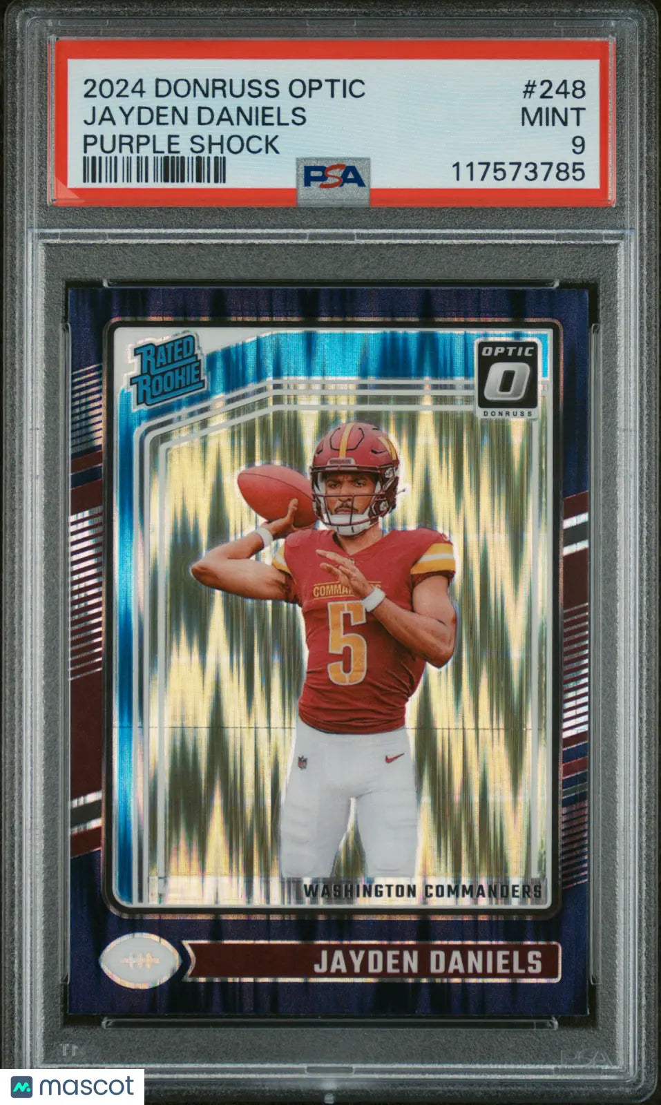 2024 Panini Donruss Optic Jayden Daniels Rated Rookie Purple Shock PSA 9 