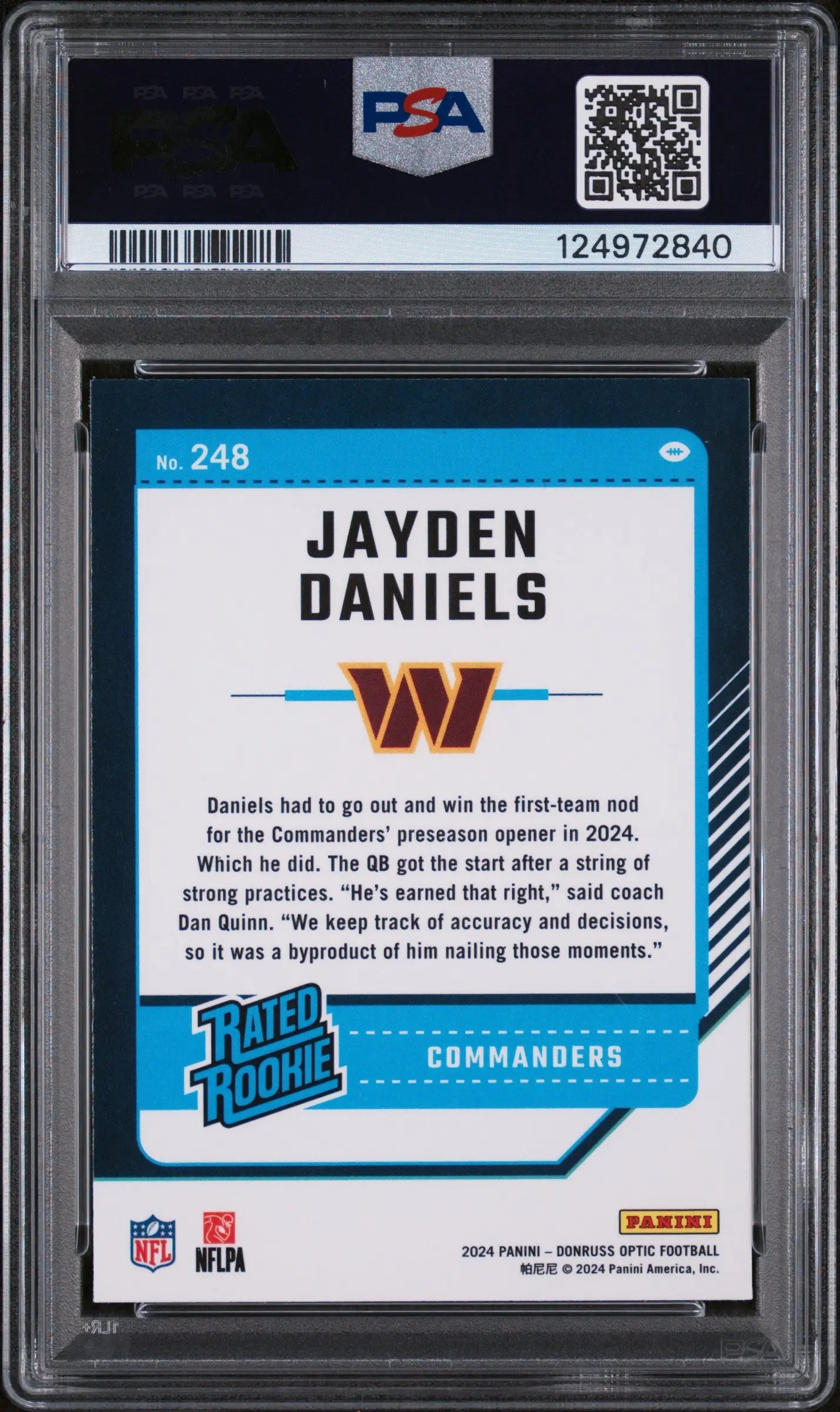 2024 Panini Donruss Optic Jayden Daniels #248 PSA 9 