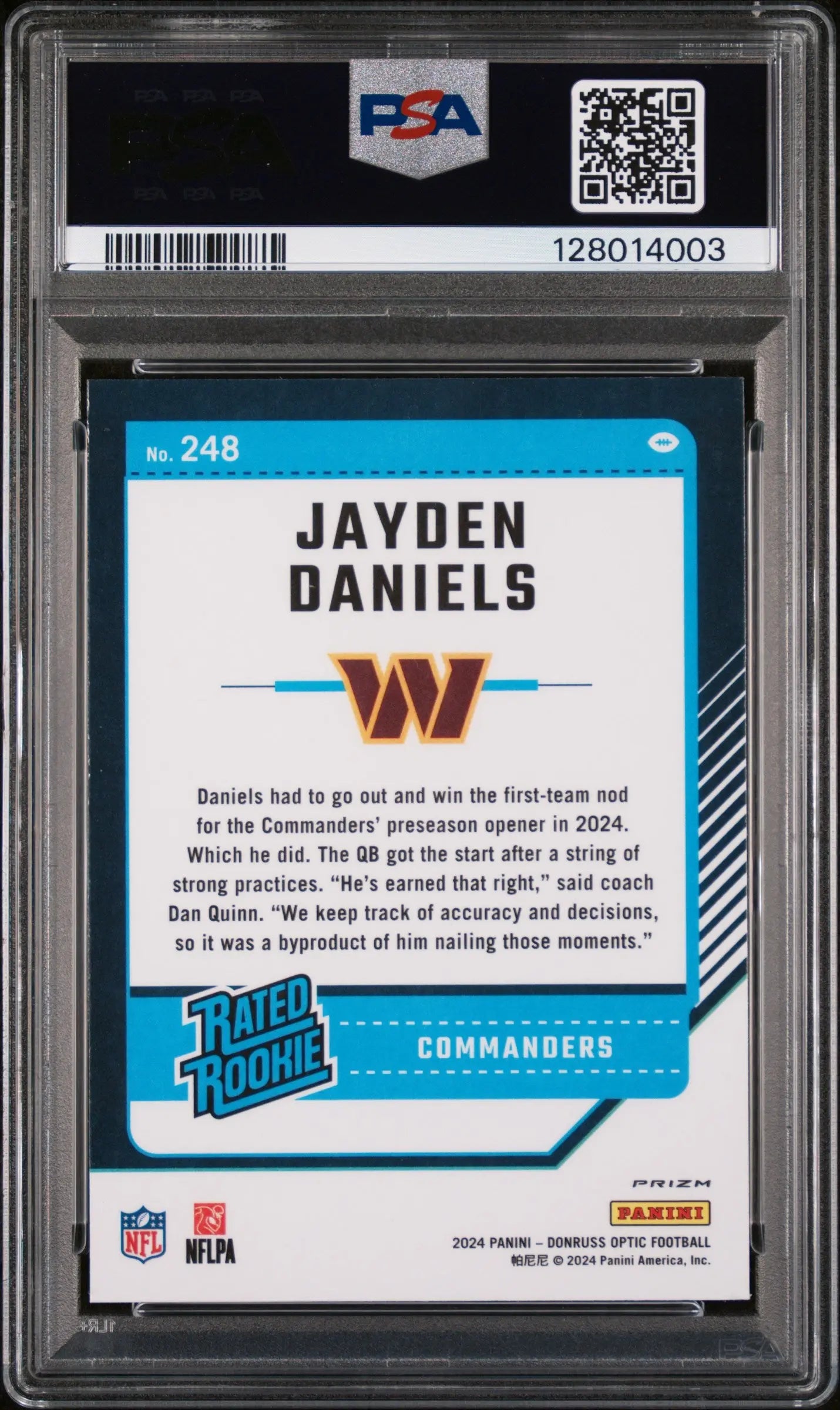 2024 Panini Donruss Optic Jayden Daniels #248 Red Stars PSA 9 