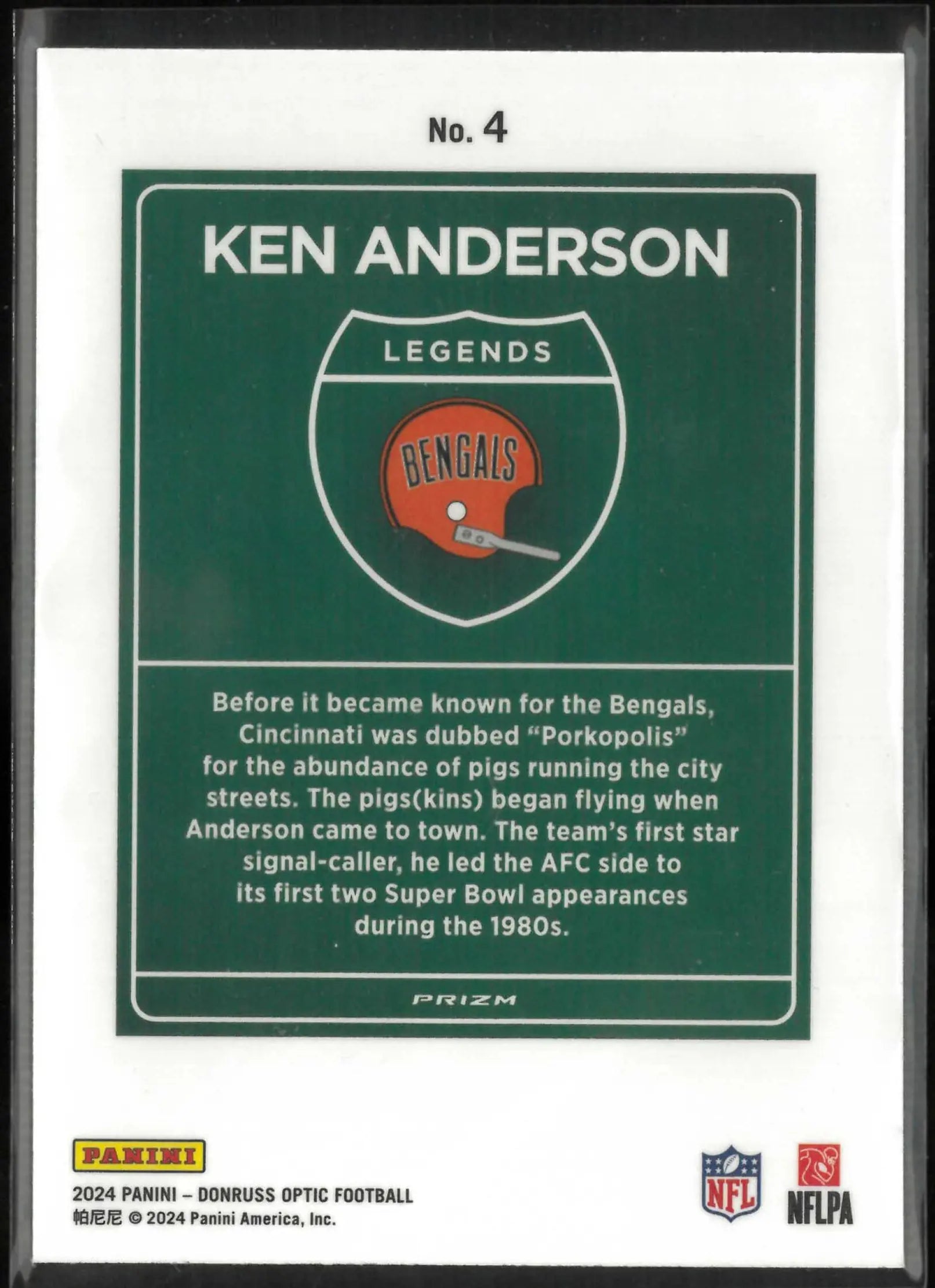 2024 Panini Donruss Optic Legends Downtown Ken Anderson 