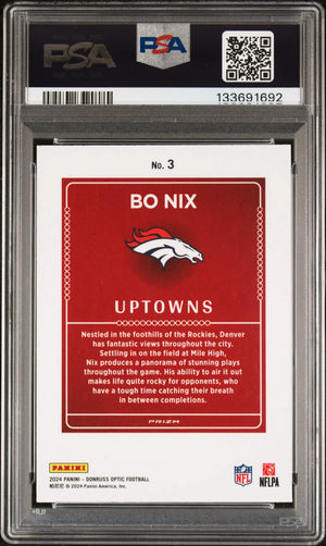 2024 Panini Donruss Optic Uptowns Bo Nix RC Rookie PSA 10 