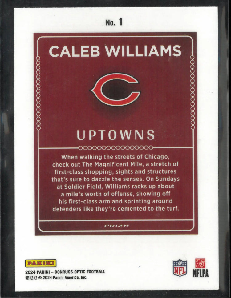 2024 Panini Donruss Optic Uptowns Caleb Williams RC Rookie 