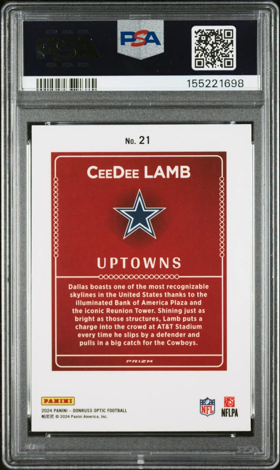 2024 Panini Donruss Optic Uptowns Ceedee Lamb PSA 9 