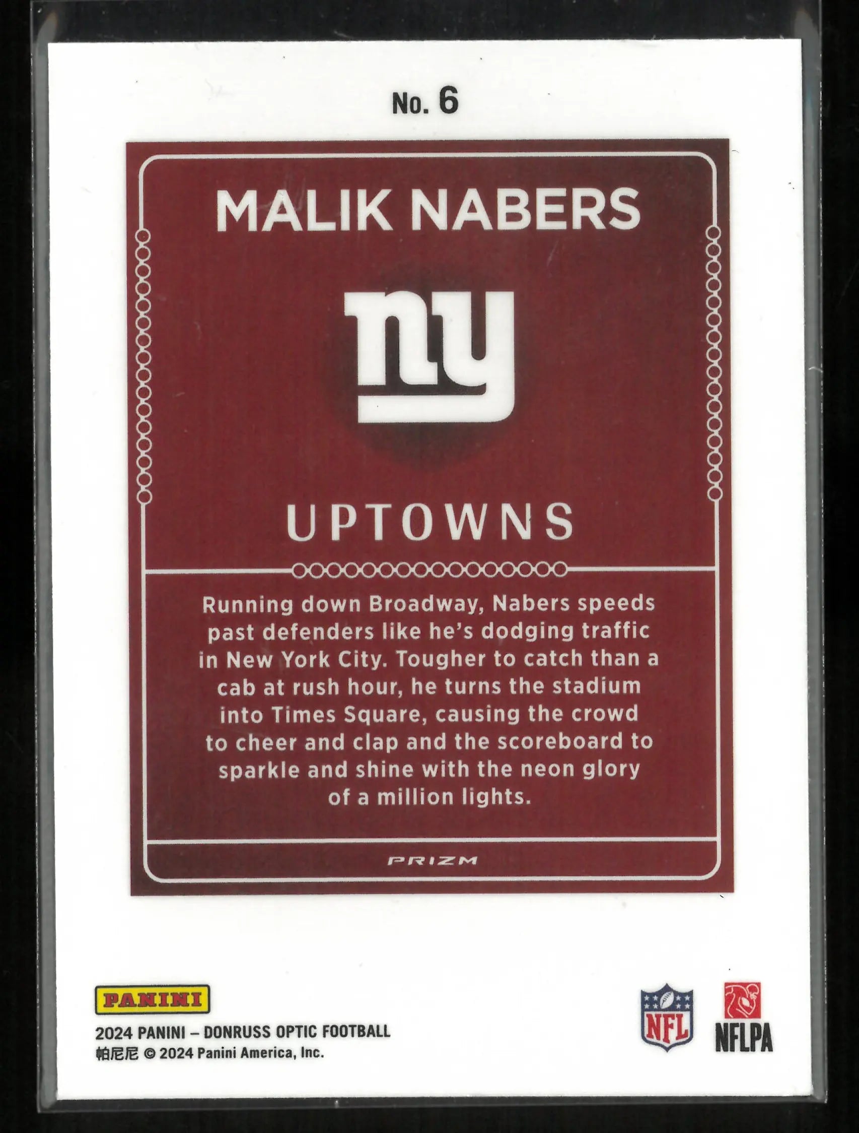 2024 Panini Donruss Optic Uptowns Malik Nabers Rookie RC 