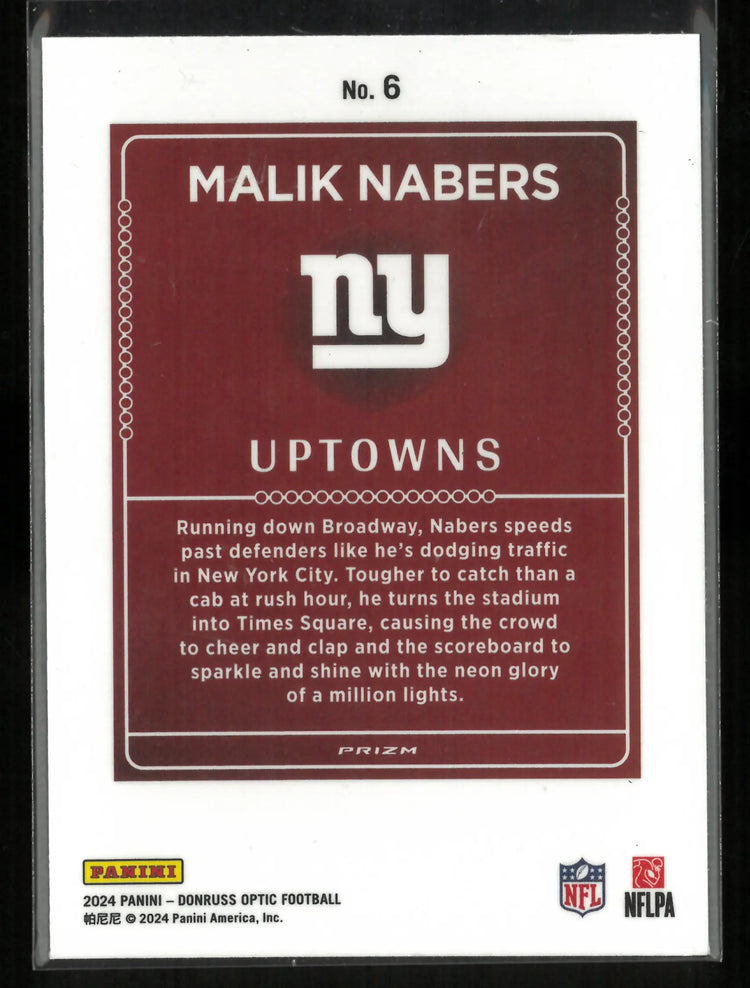 2024 Panini Donruss Optic Uptowns Malik Nabers Rookie RC 