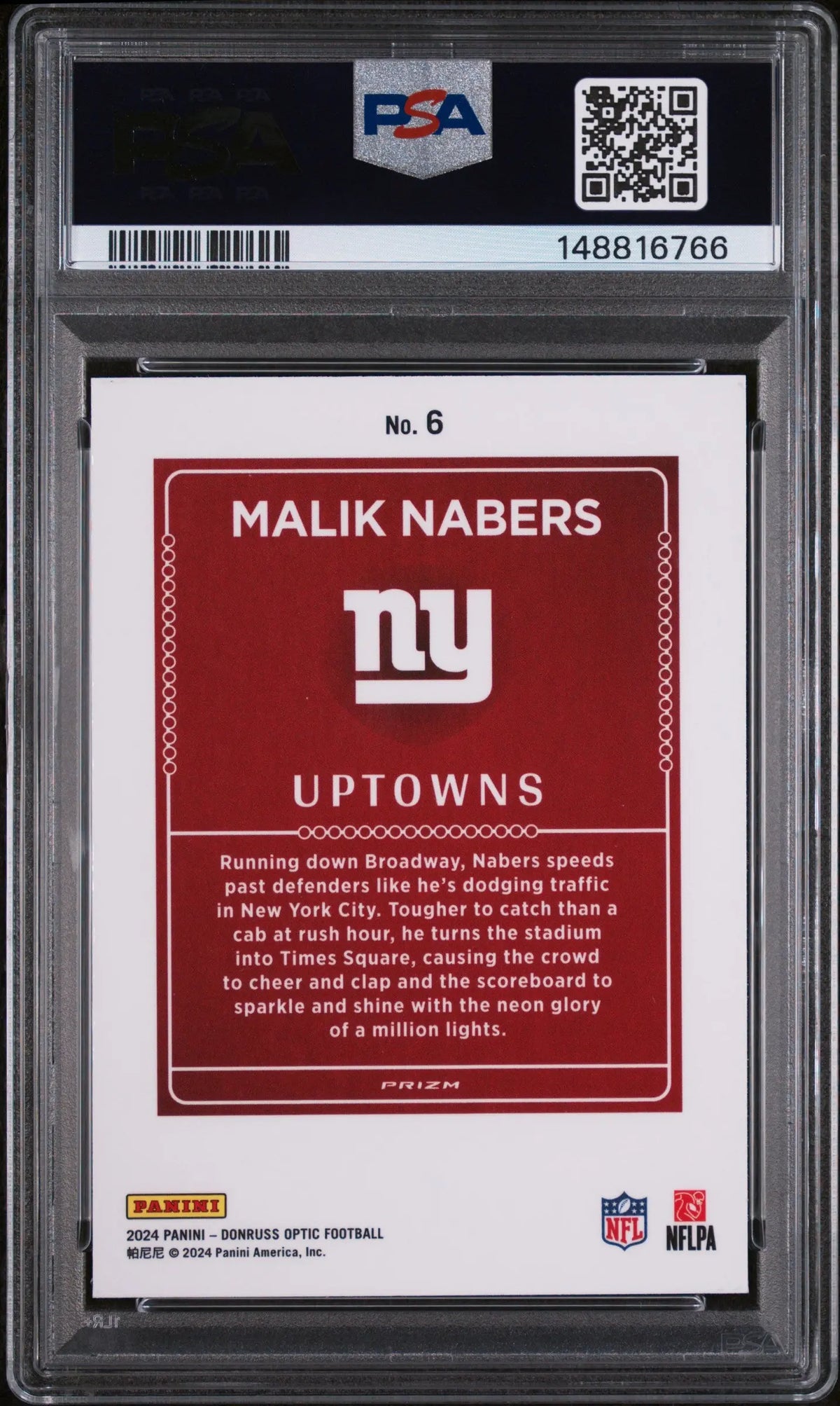 2024 Panini Donruss Optic Uptowns Rookie Malik Nabers RC PSA 9 