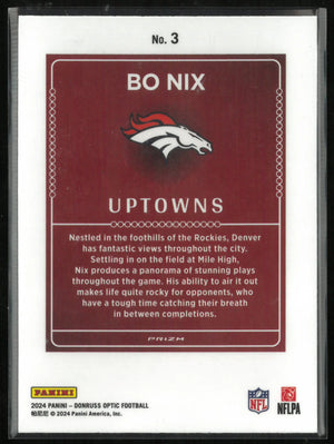2024 Panini Donruss Optics Uptowns Bo Nix Rookie RC 