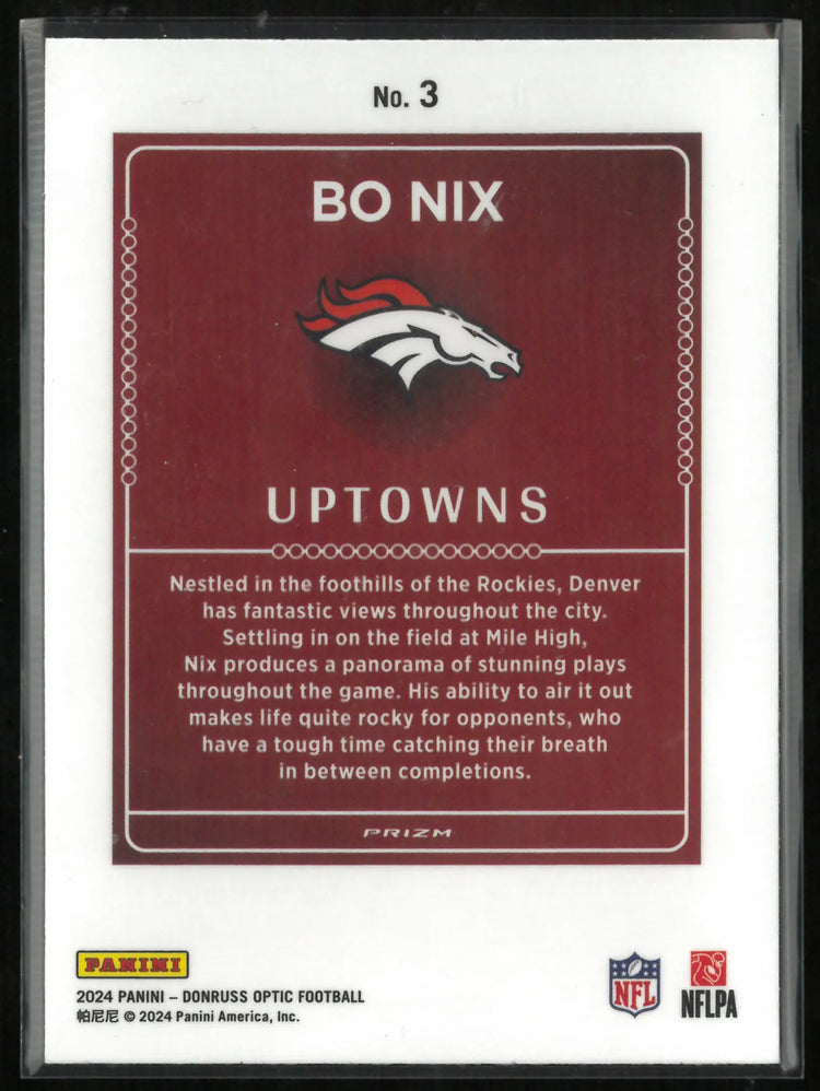 2024 Panini Donruss Optics Uptowns Bo Nix Rookie RC 