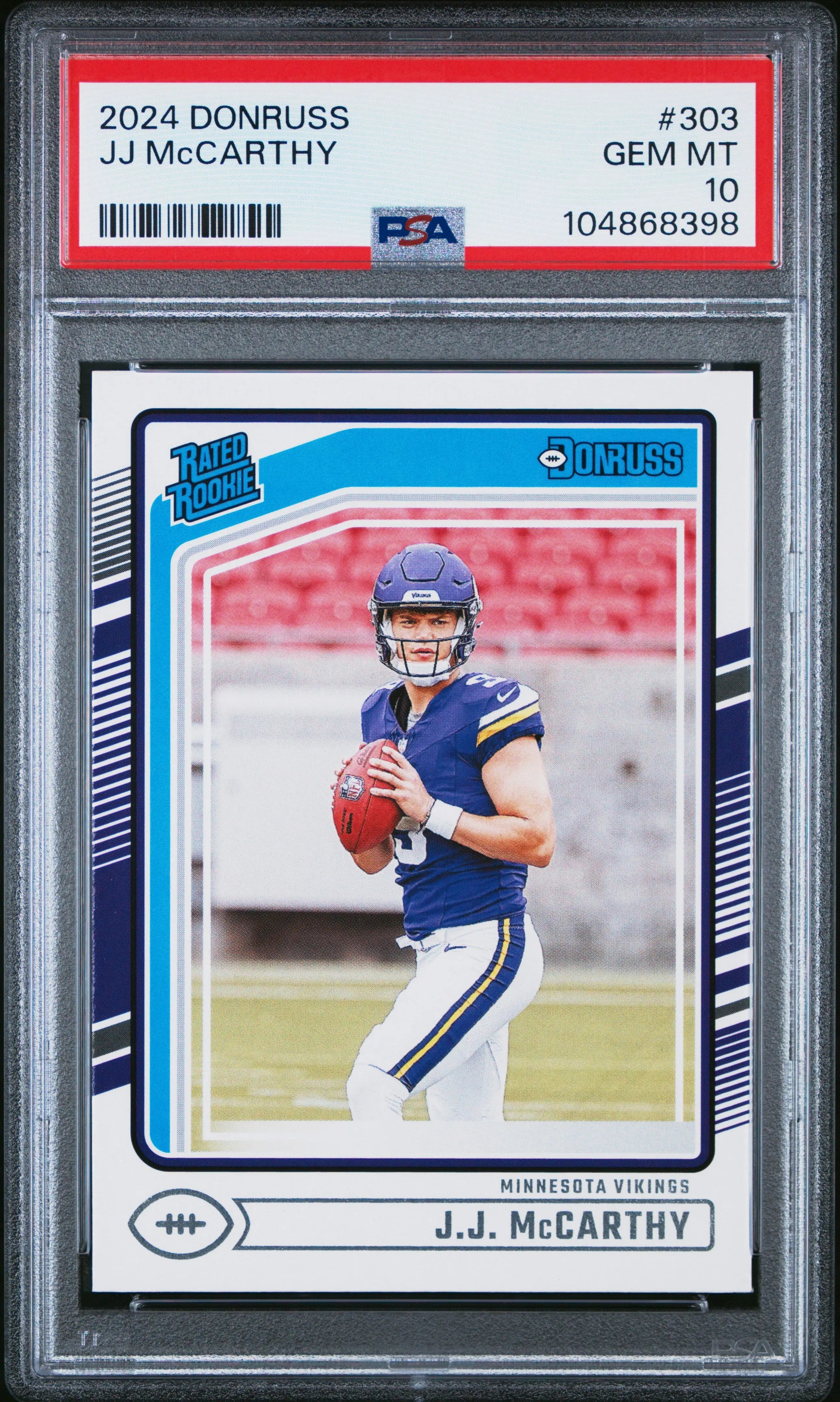 2024 Panini Donruss Rated Rookie JJ Mccarthy RC PSA 10 